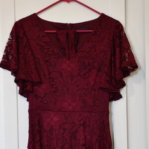 Red Floral Lace Dress by BridesMay Size S